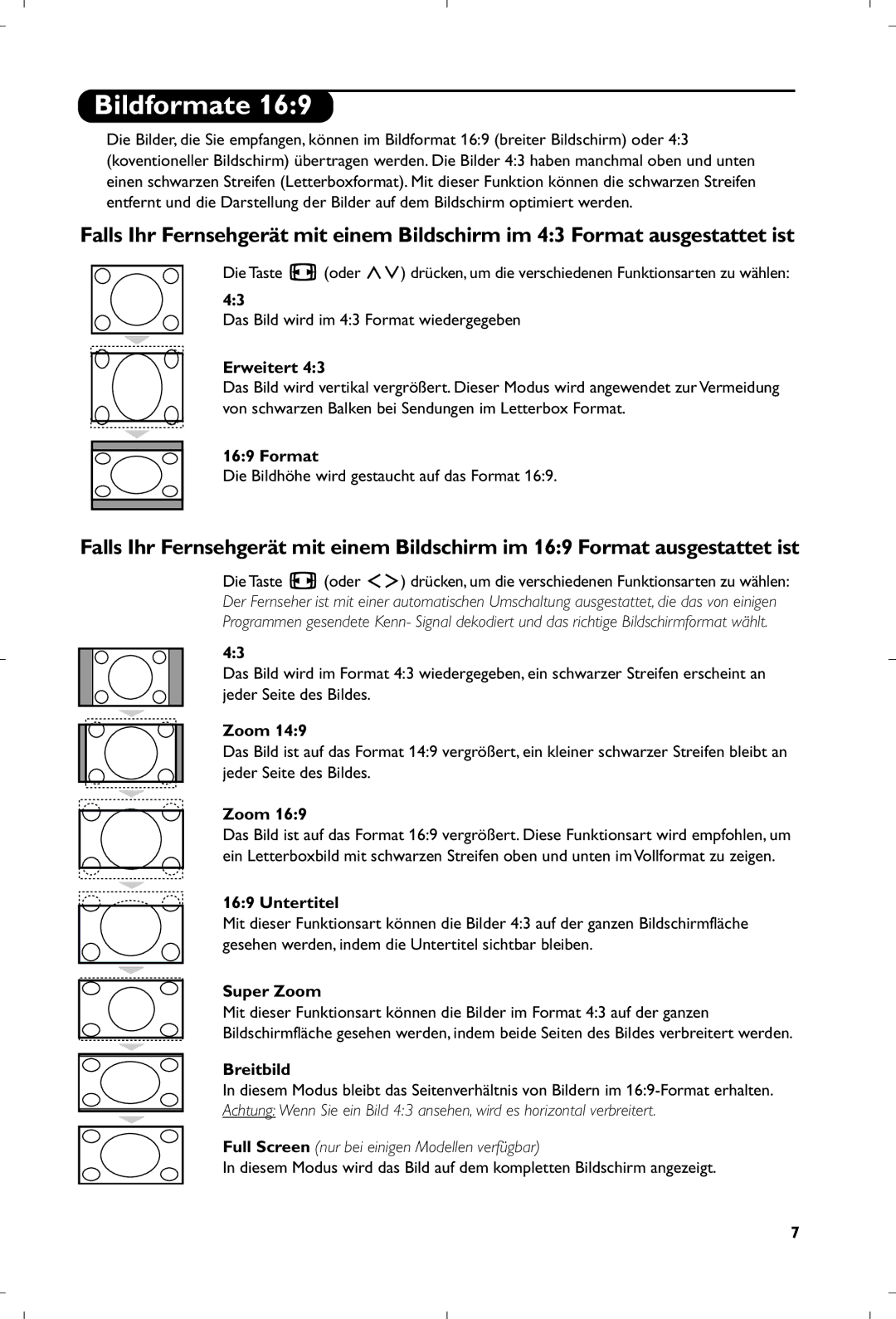 Philips 15PF4110/58 manual Bildformate 