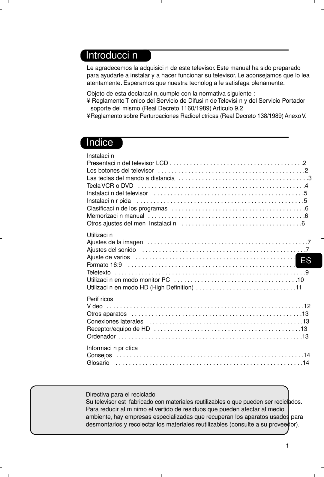 Philips 15PF5120/58 manual Introducción, Indice 