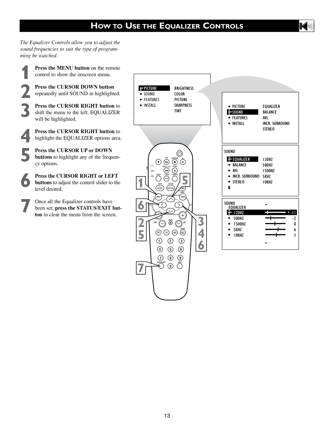 Philips 15PF9936/58 warranty HOW to USE the Equalizer Controls 