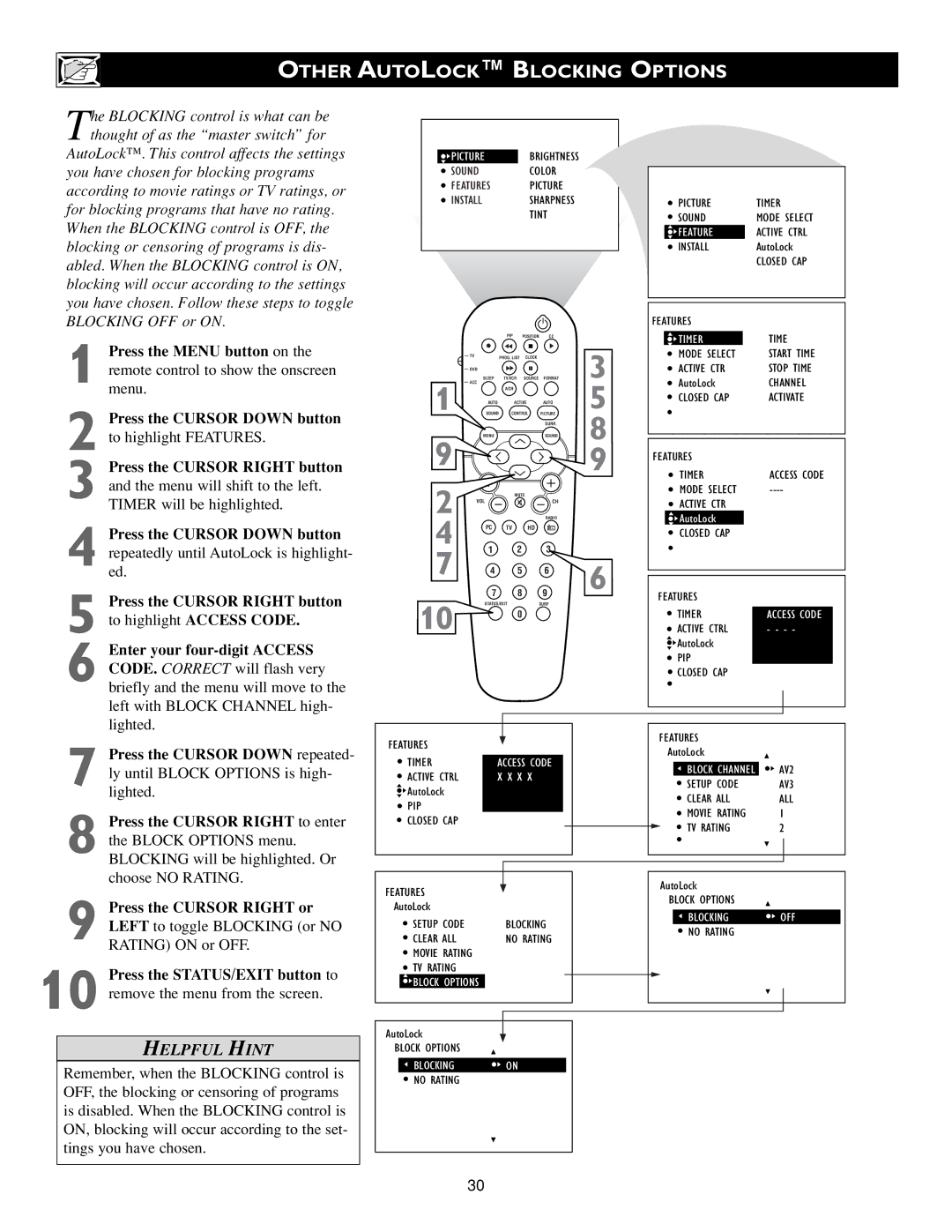 Philips 15PF9936/58 warranty Other Autolock Blocking Options 