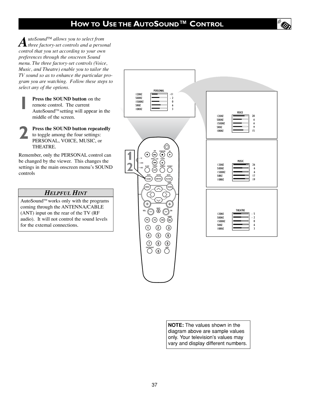 Philips 15PF9936/58 warranty HOW to USE the Autosound Control, Theatre 