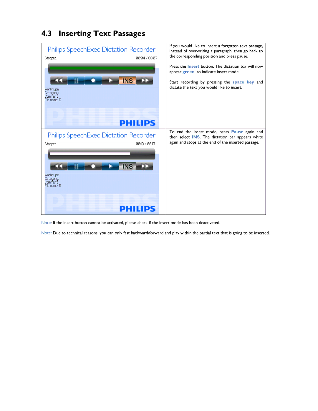 Philips 1.6.0.0 user manual Inserting Text Passages 