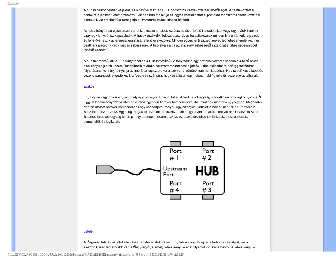 Philips 1.60E+03 user manual Eszköz 