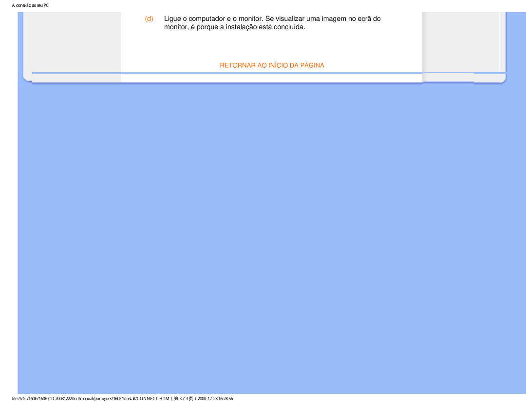 Philips 160EI user manual Retornar AO Início DA Página 