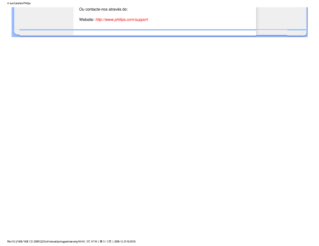 Philips 160EI user manual Ou contacte-nos através do 