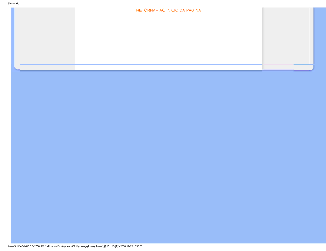 Philips 160EI user manual Retornar AO Início DA Página 