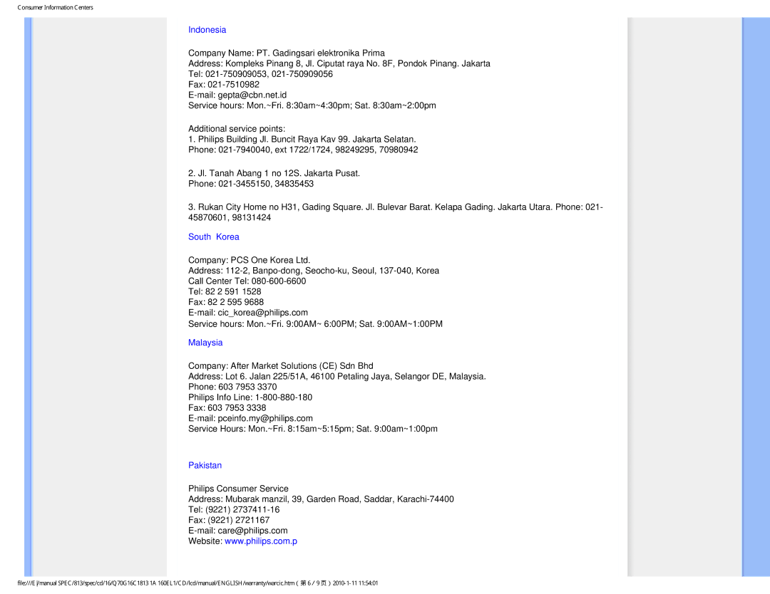 Philips 160EL1SB/00 user manual Indonesia 