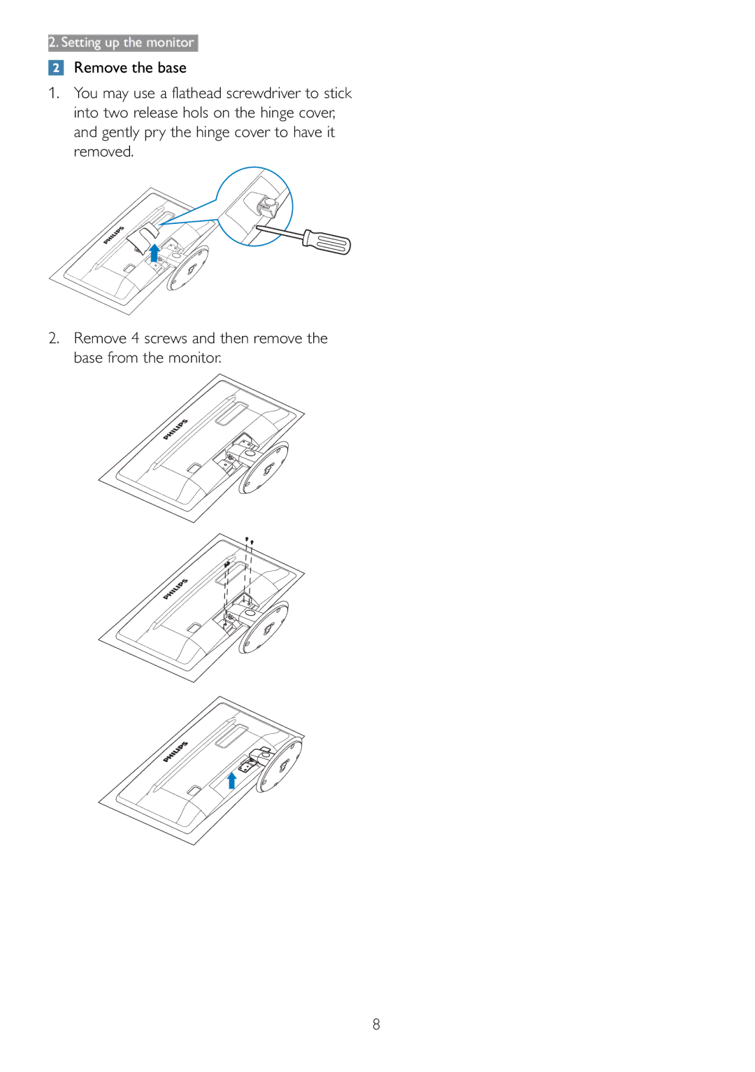 Philips 166V3L user manual Setting up the monitor 