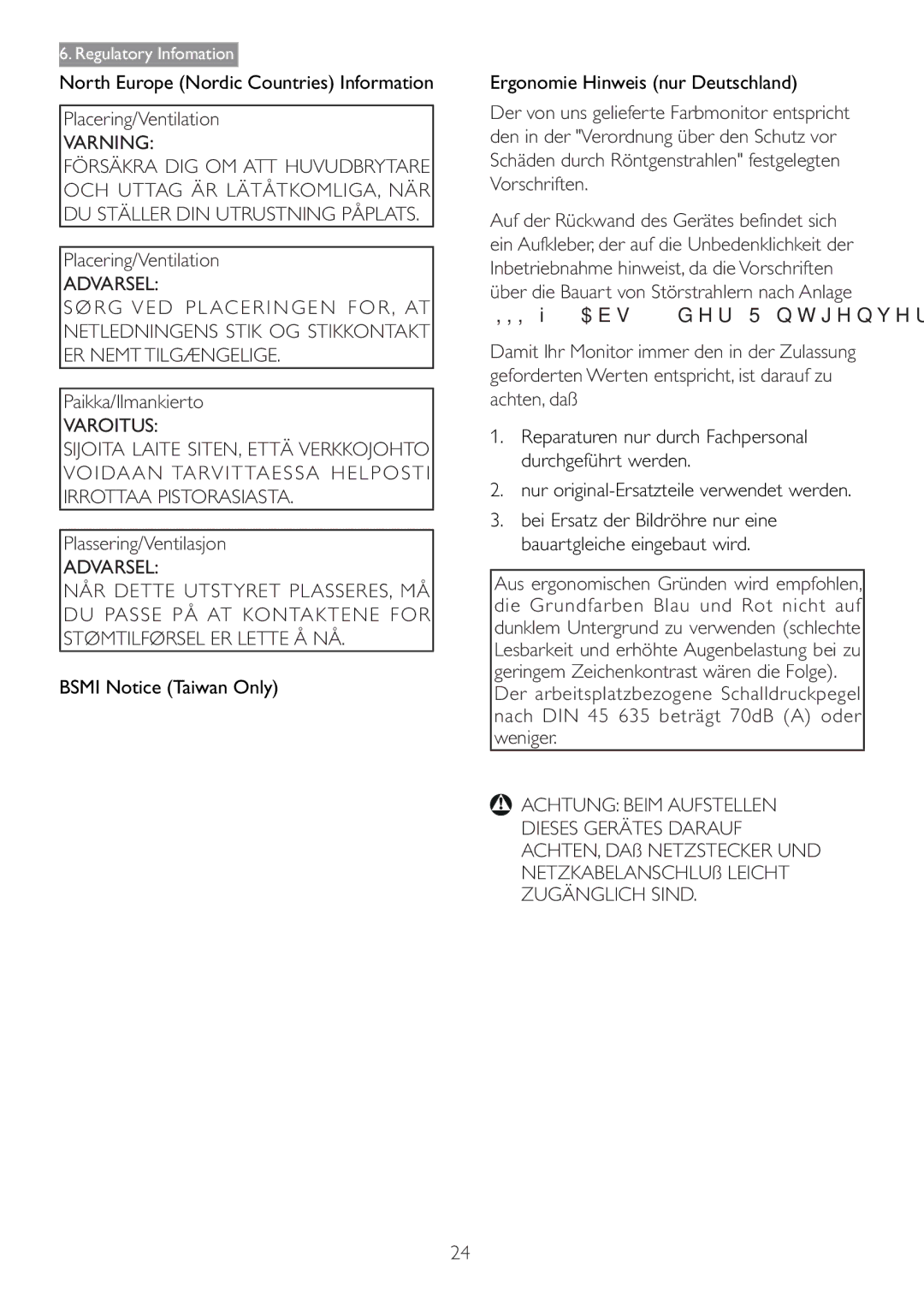 Philips 166V3L user manual Placering/Ventilation, Paikka/Ilmankierto, Plassering/Ventilasjon 