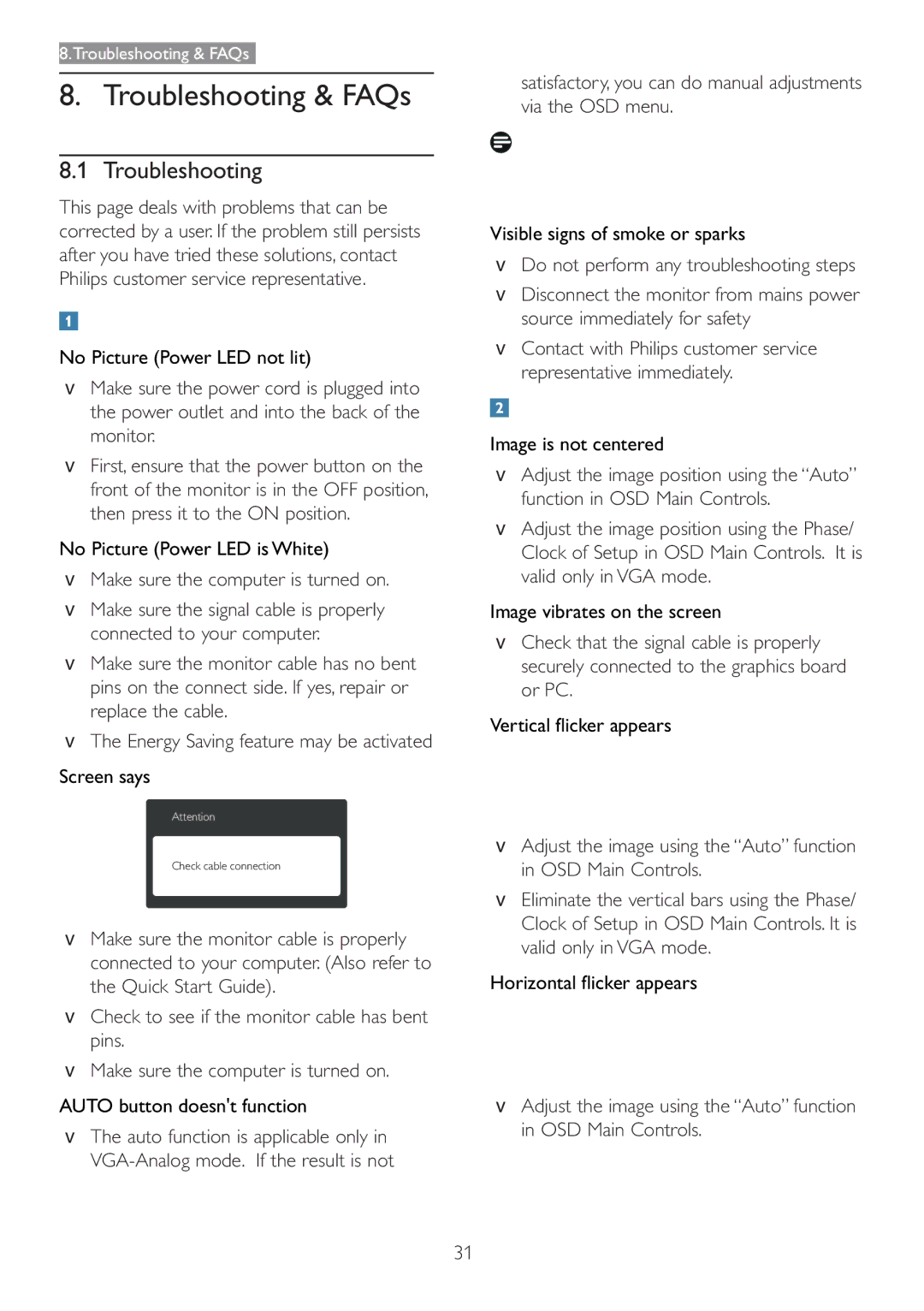 Philips 166V3L user manual Troubleshooting,  Make sure the computer is turned on 