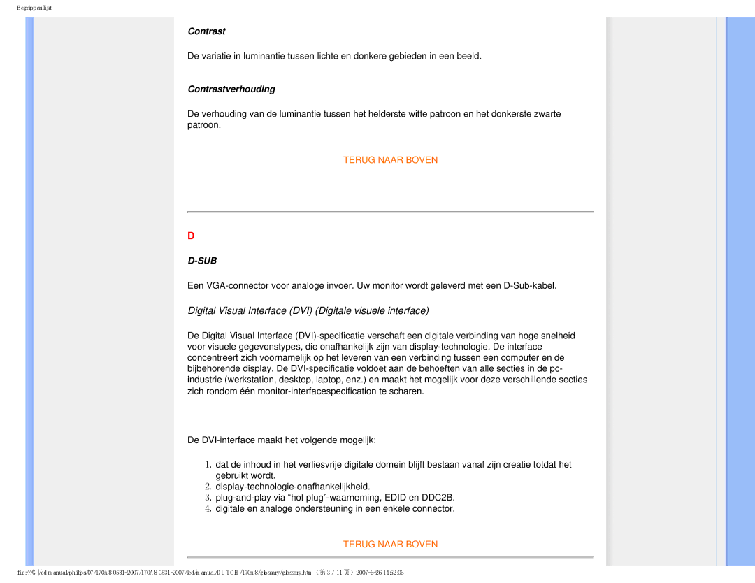 Philips 170A8 user manual Contrastverhouding 