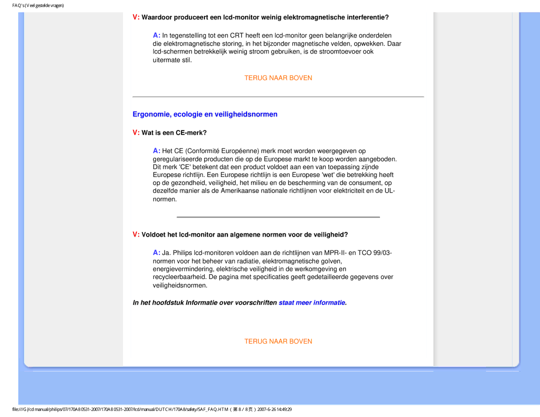 Philips 170A8 user manual Ergonomie, ecologie en veiligheidsnormen, Wat is een CE-merk? 