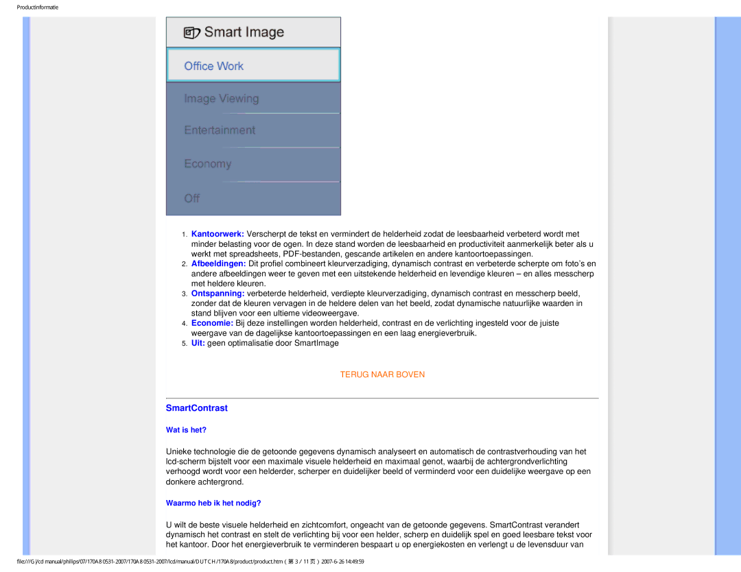 Philips 170A8 user manual SmartContrast, Wat is het?, Waarmo heb ik het nodig? 