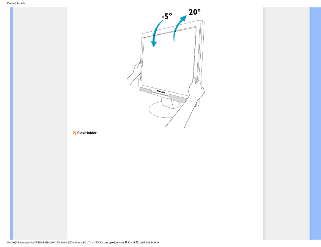 Philips 170A8 user manual FlexiHolder 