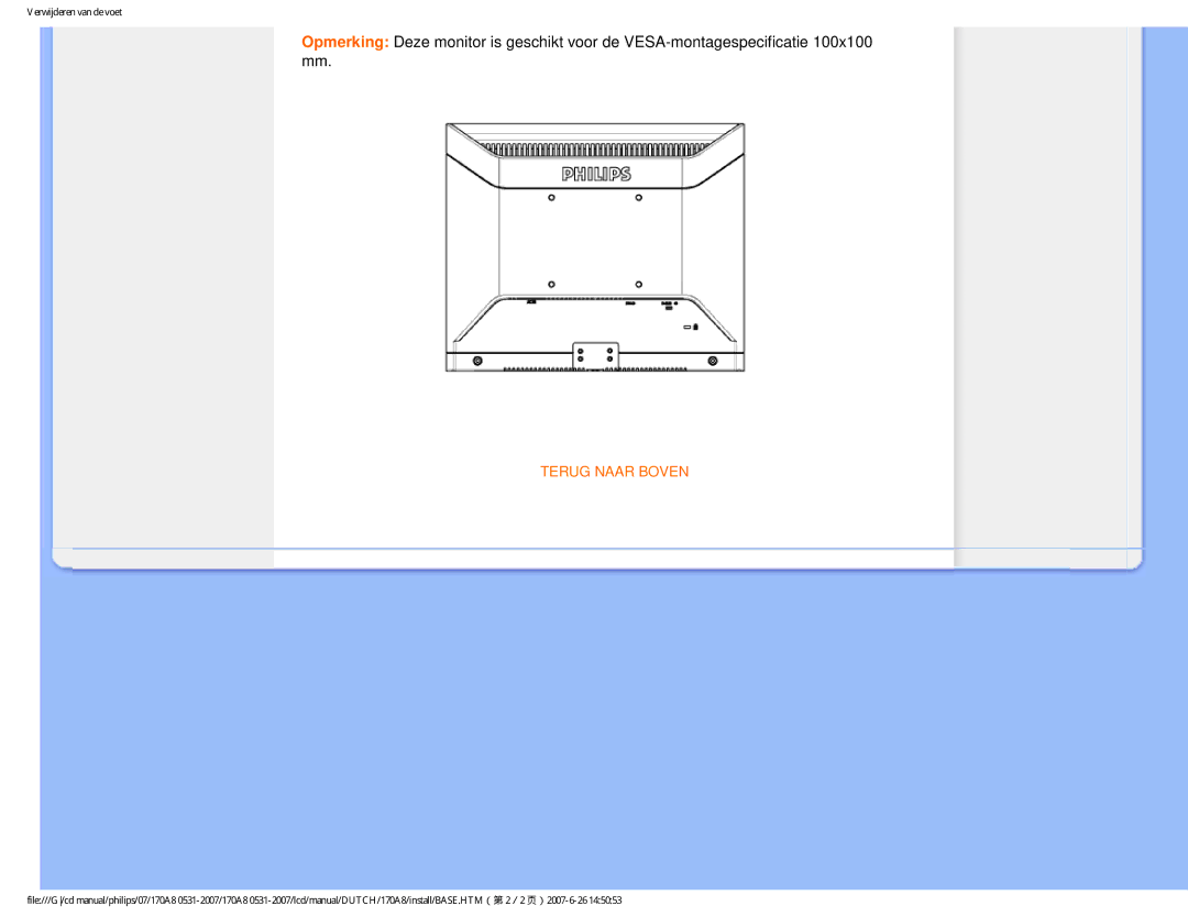 Philips 170A8 user manual Terug Naar Boven 