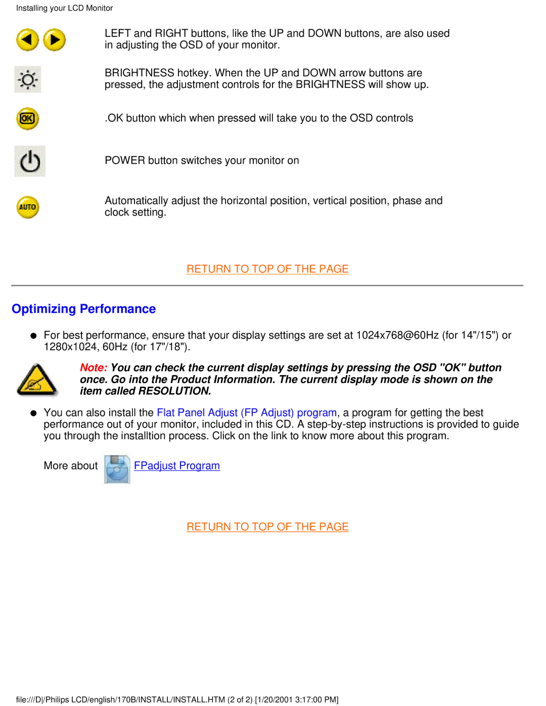 Philips 170B user manual Optimizing Performance 