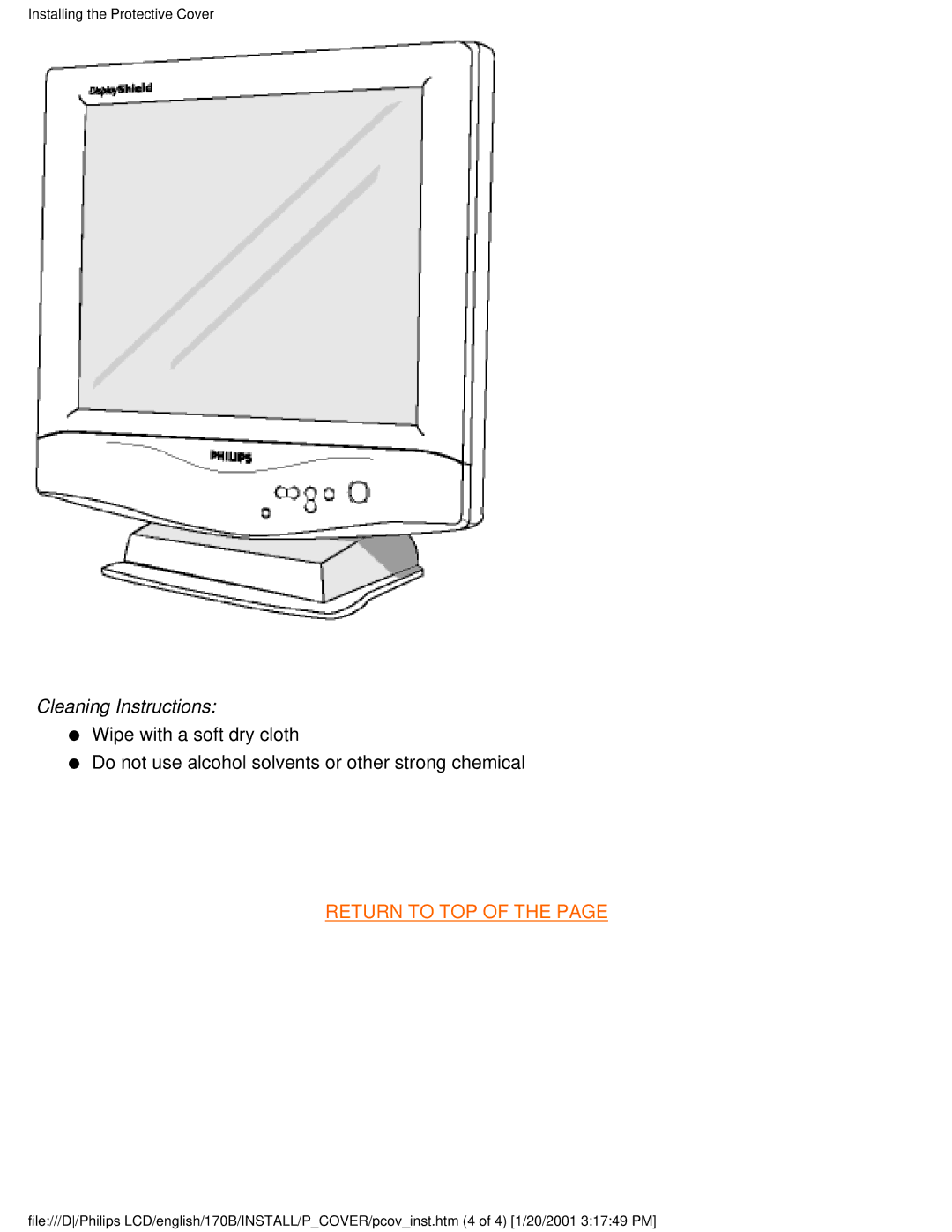 Philips 170B user manual Cleaning Instructions 