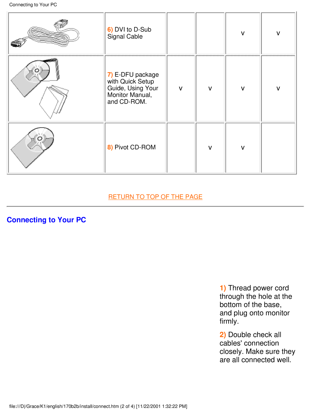 Philips 170B2B user manual Connecting to Your PC 