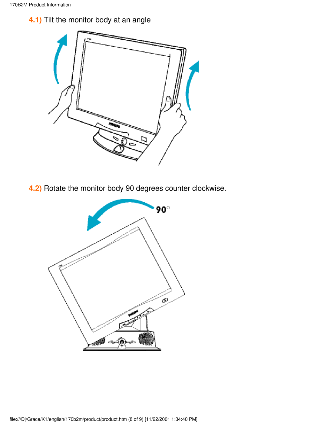 Philips user manual 170B2M Product Information 