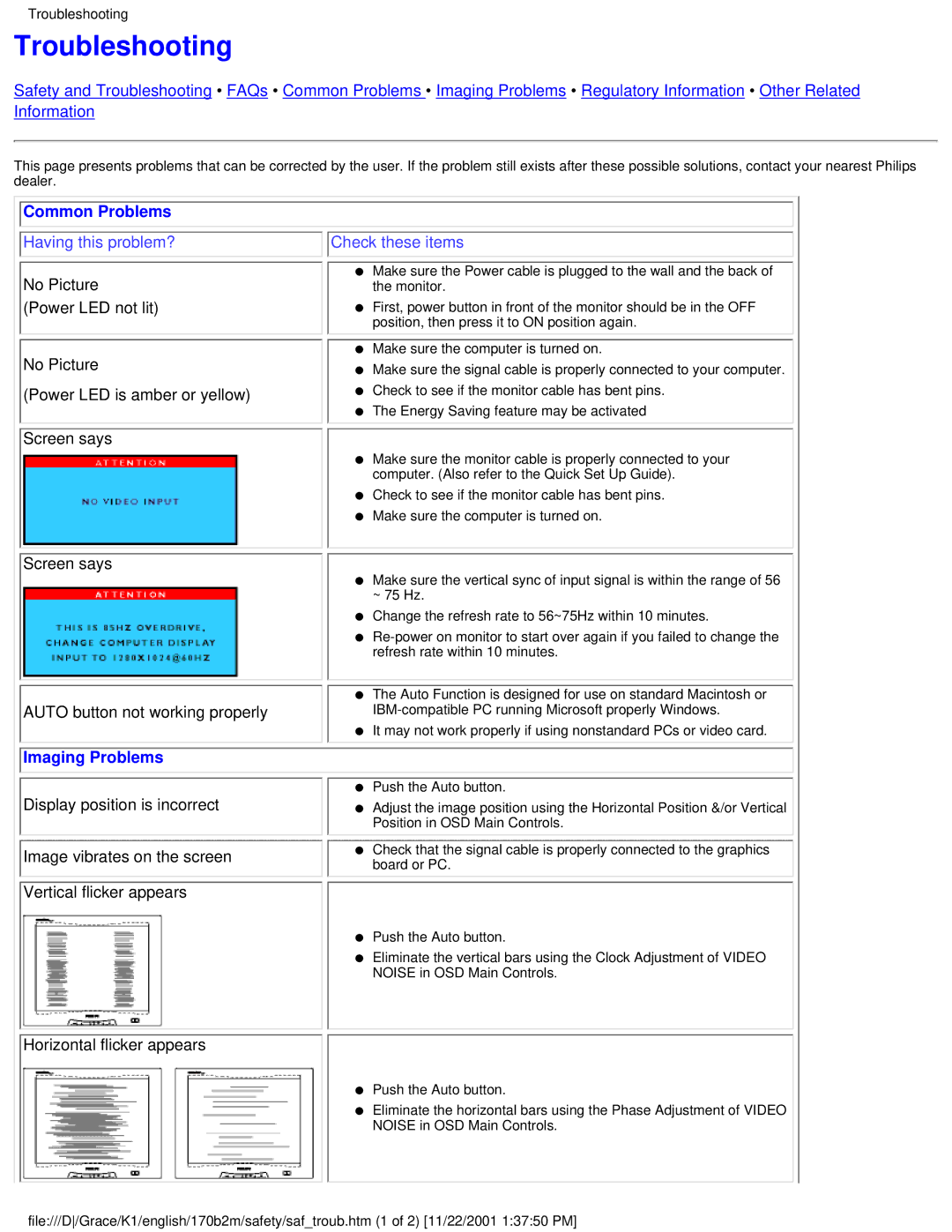 Philips 170B2M user manual Troubleshooting 