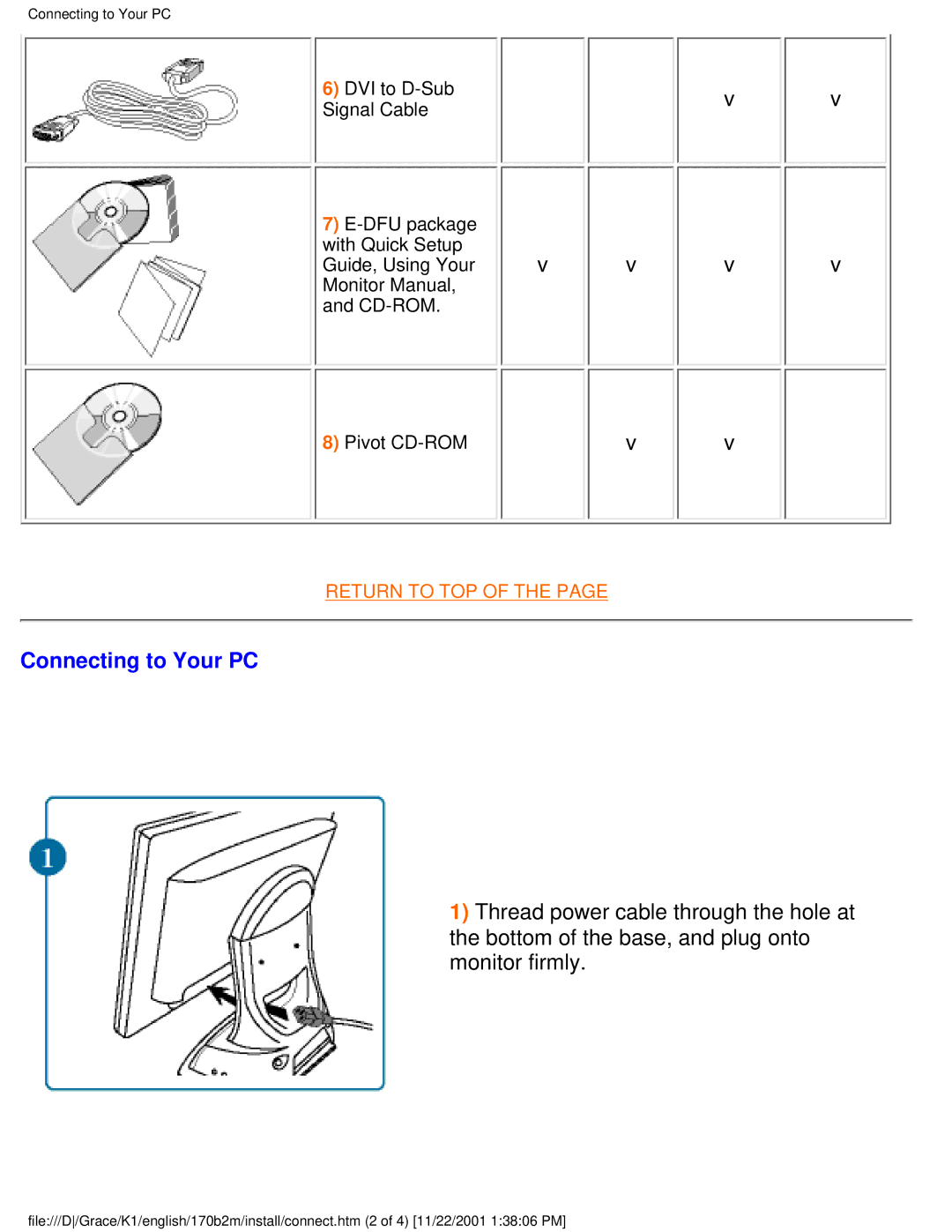 Philips 170B2M user manual Connecting to Your PC 