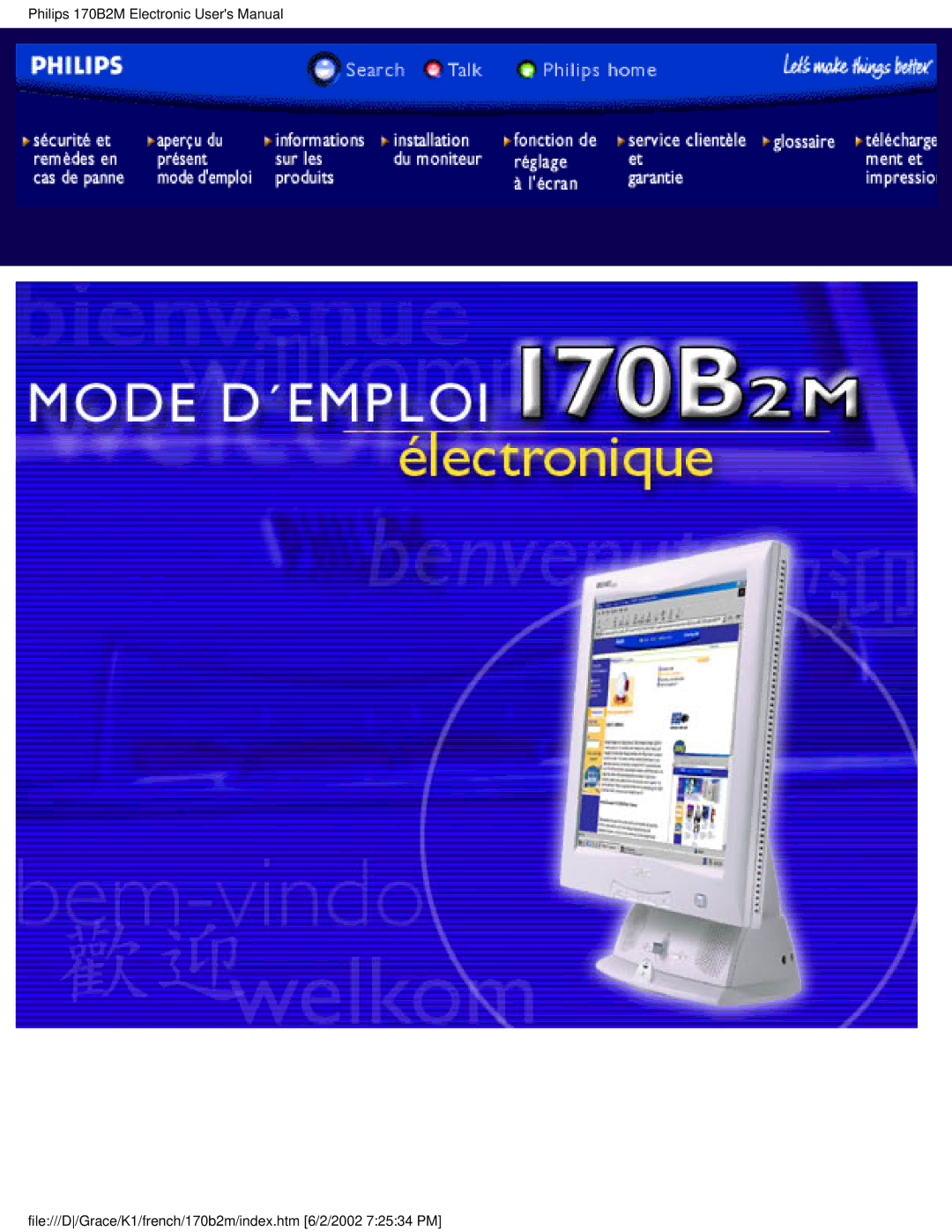 Philips 170B2M user manual File///D/Grace/K1/french/170b2m/index.htm 6/2/2002 72534 PM 