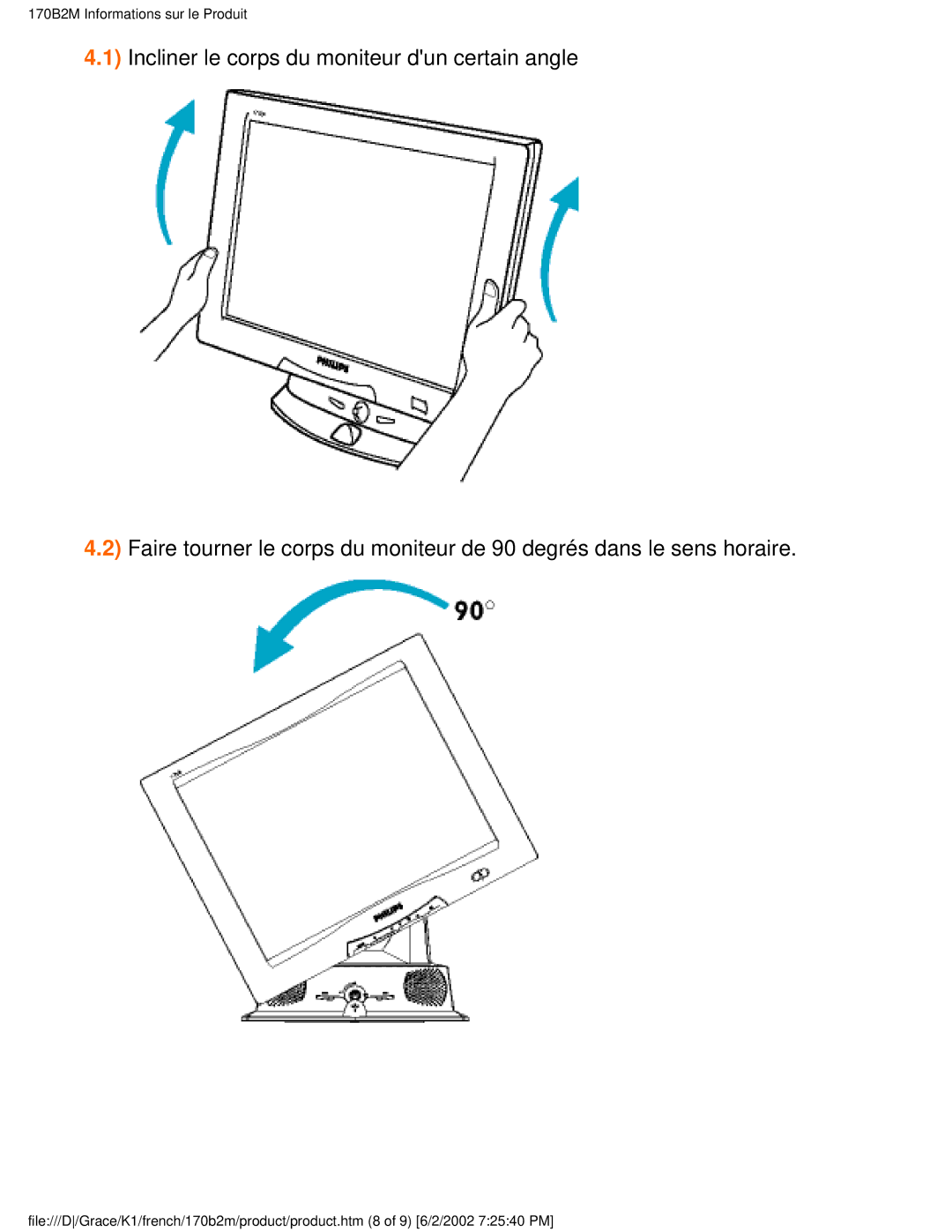 Philips user manual 170B2M Informations sur le Produit 