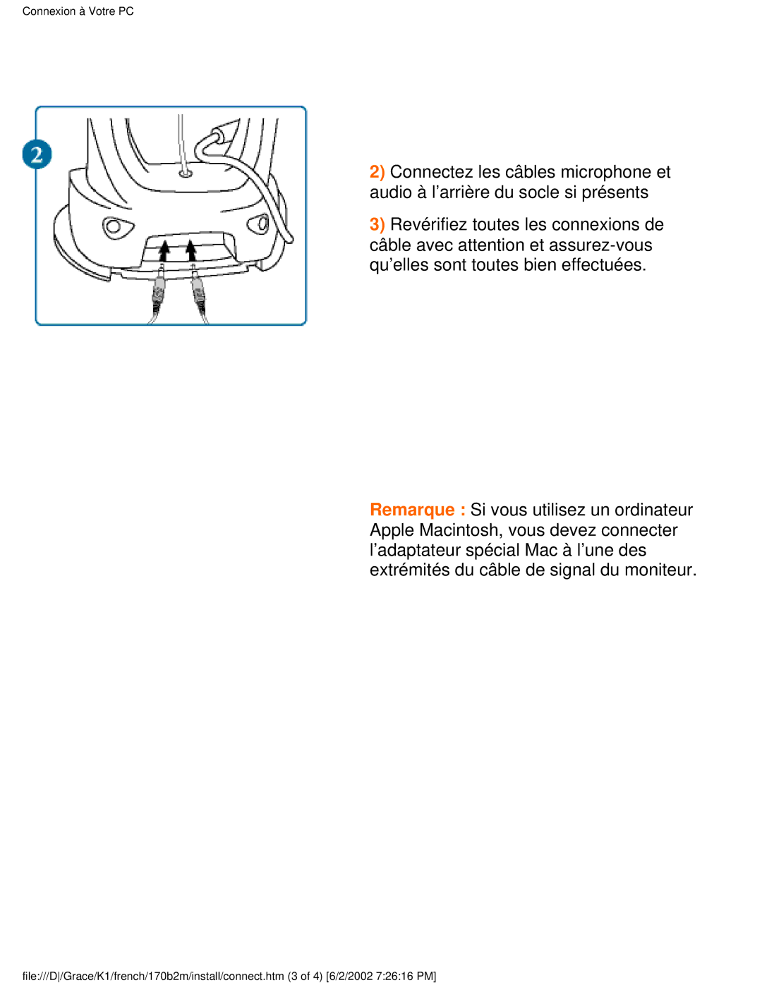 Philips 170B2M user manual Connexion à Votre PC 