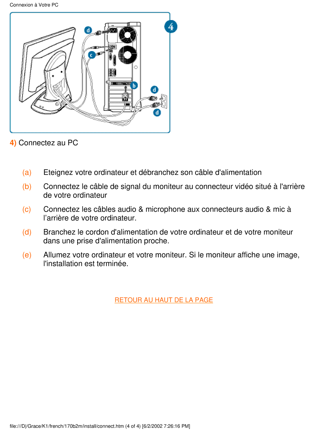 Philips 170B2M user manual Retour AU Haut DE LA 