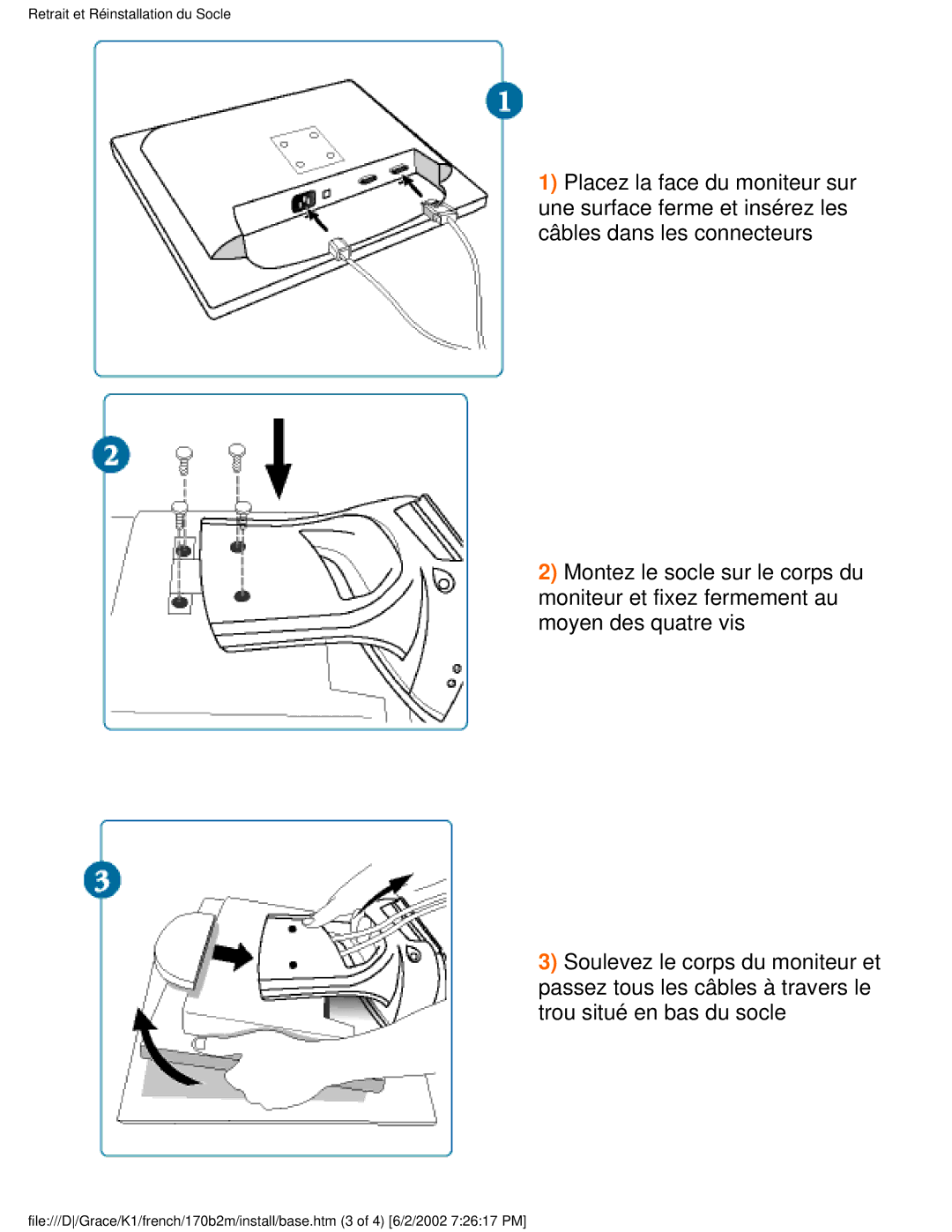 Philips 170B2M user manual Retrait et Réinstallation du Socle 