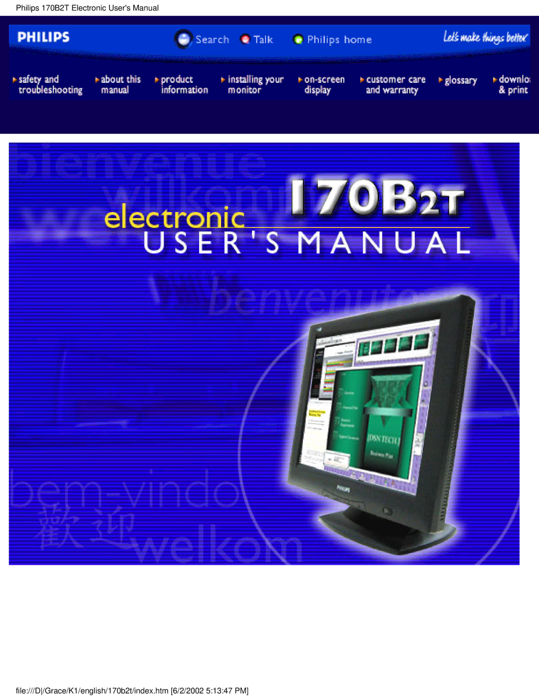 Philips 170B2T user manual File///D/Grace/K1/english/170b2t/index.htm 6/2/2002 51347 PM 