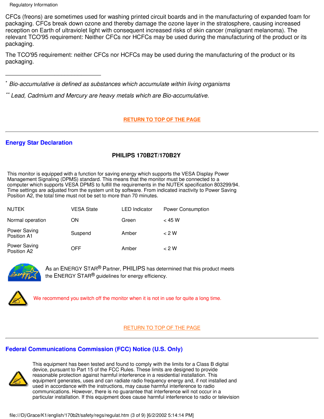 Philips user manual Philips 170B2T/170B2Y 