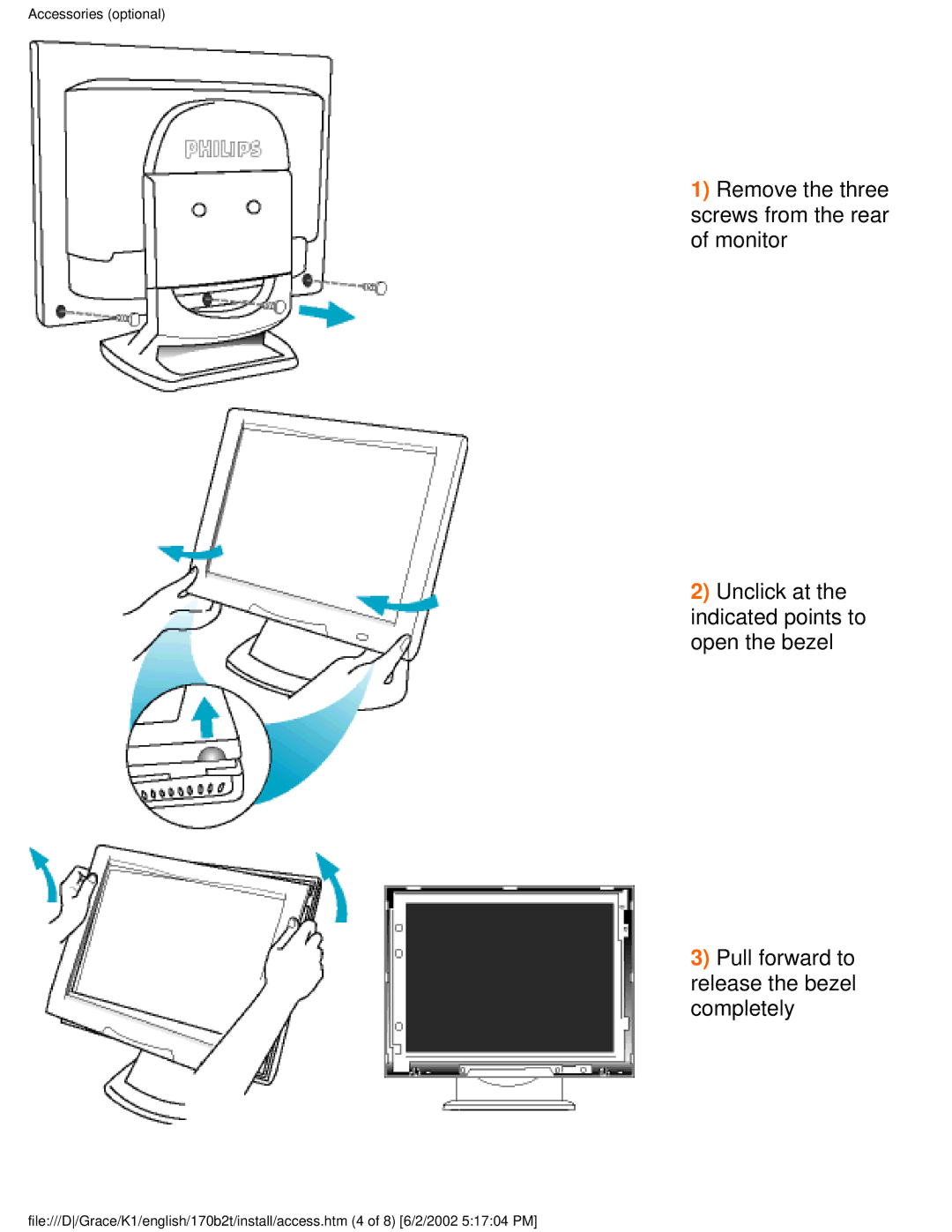 Philips 170B2T user manual Accessories optional 