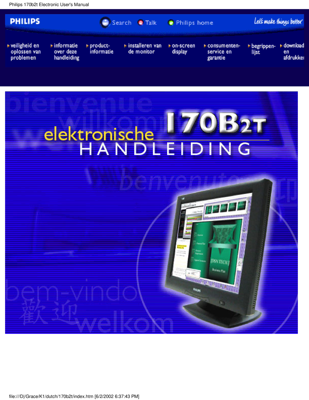 Philips 170B2T user manual File///D/Grace/K1/dutch/170b2t/index.htm 6/2/2002 63743 PM 