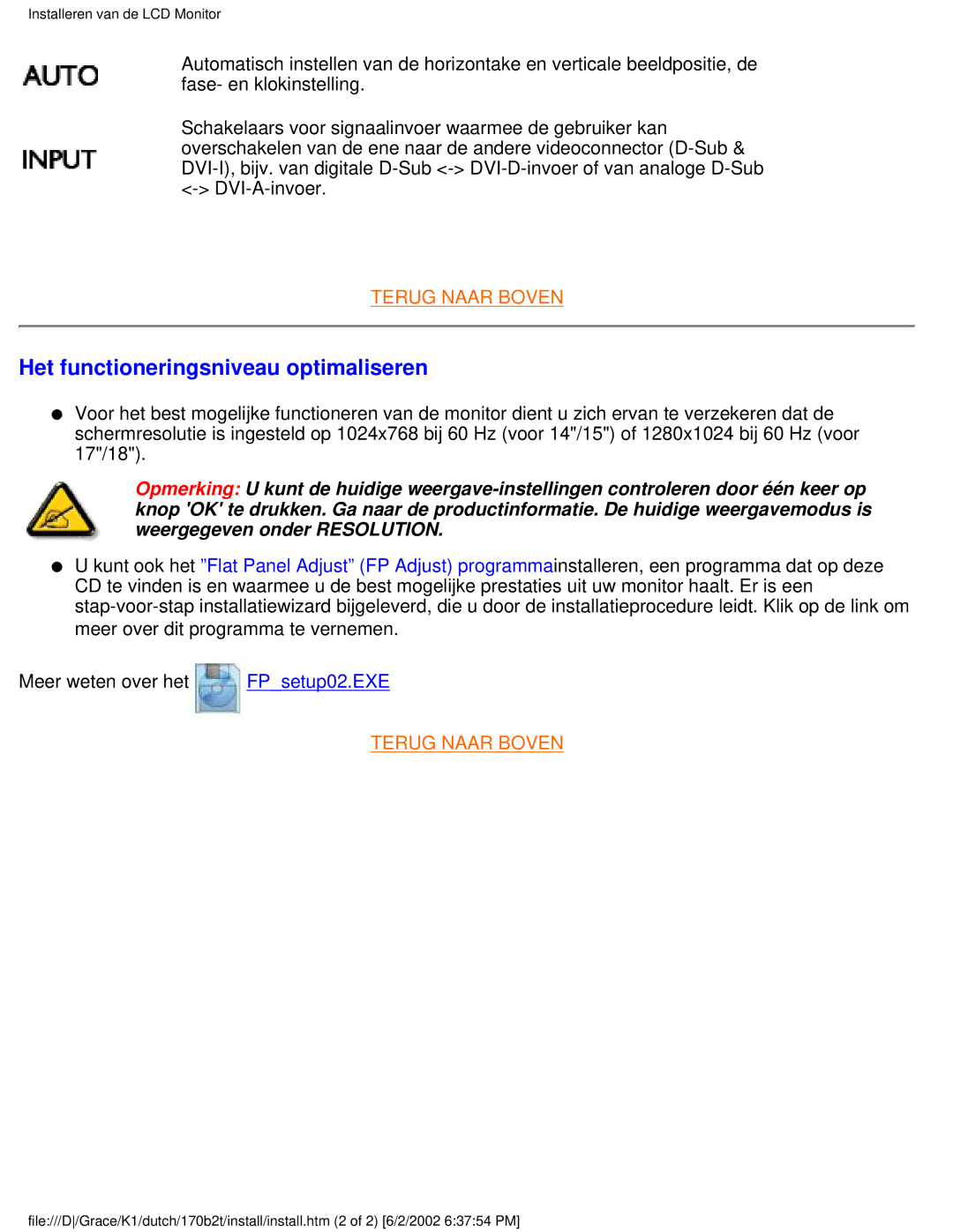 Philips 170B2T user manual Het functioneringsniveau optimaliseren 