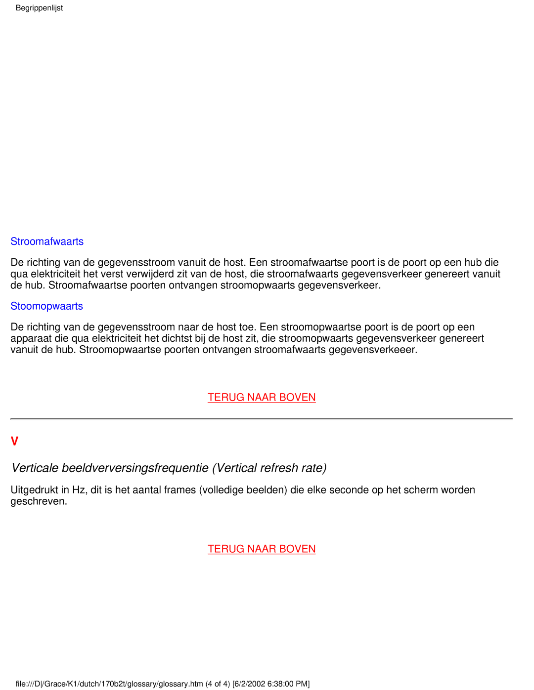 Philips 170B2T user manual Verticale beeldverversingsfrequentie Vertical refresh rate 