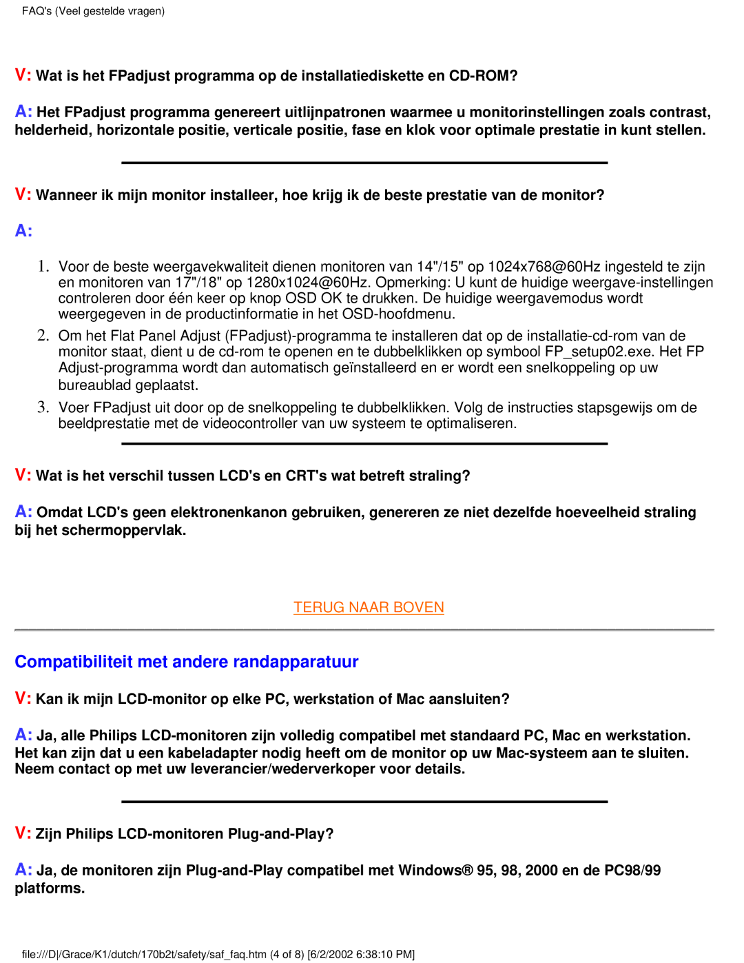 Philips 170B2T user manual Compatibiliteit met andere randapparatuur 