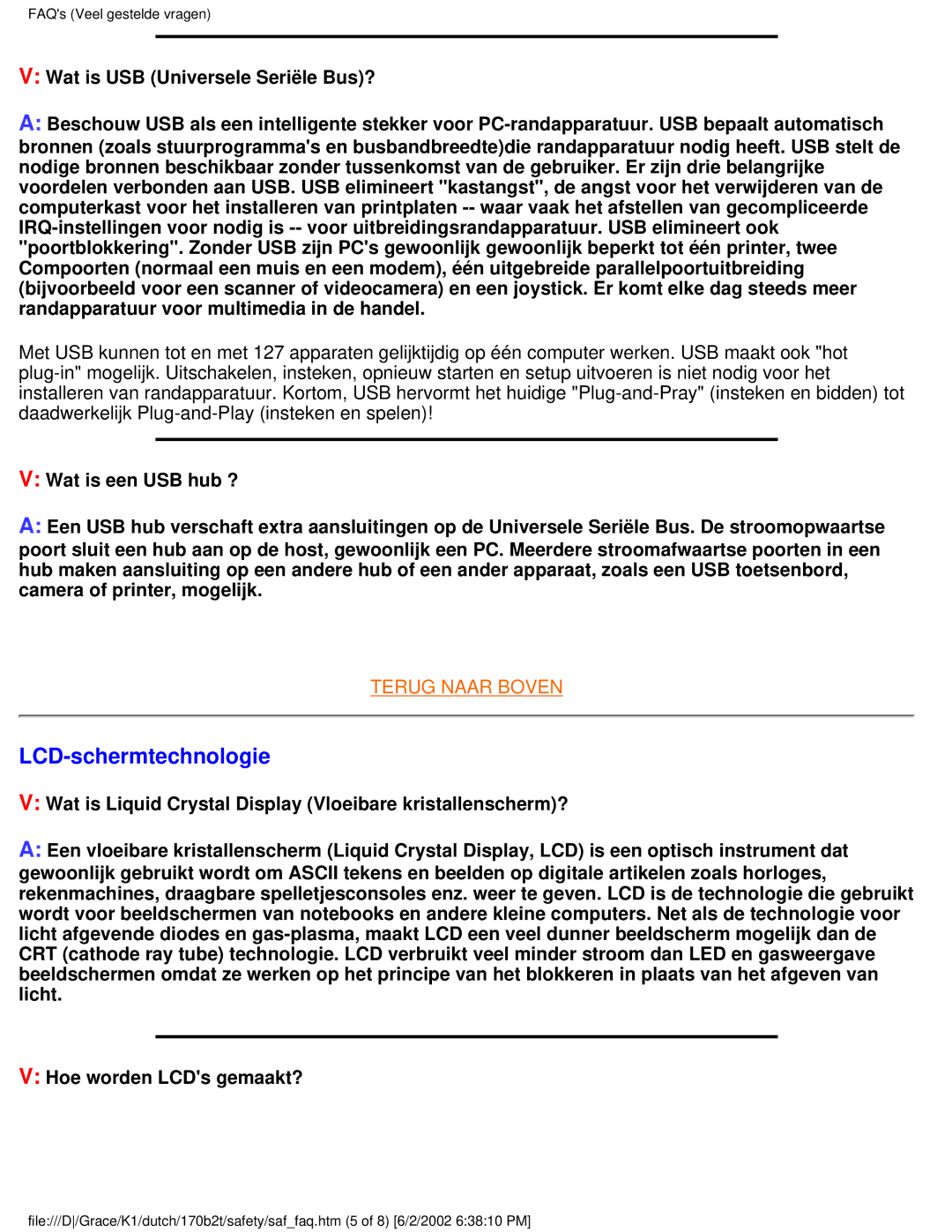 Philips 170B2T user manual LCD-schermtechnologie 