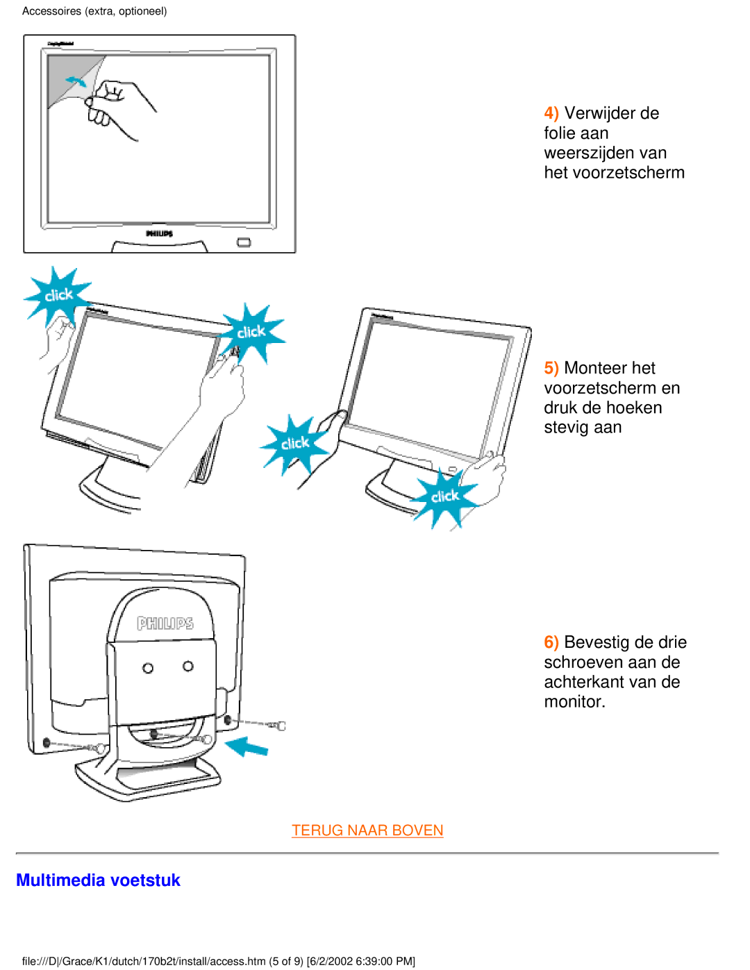 Philips 170B2T user manual Multimedia voetstuk 