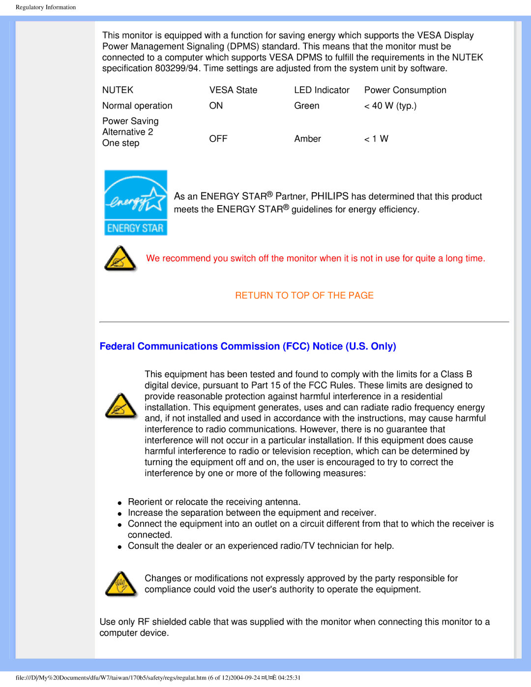 Philips 170B5 user manual Federal Communications Commission FCC Notice U.S. Only, Nutek 