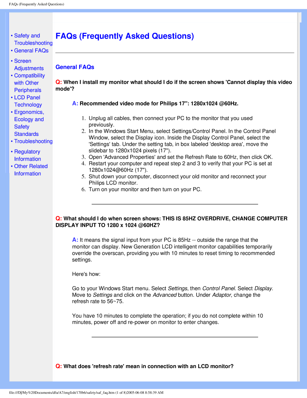 Philips 170B6 user manual FAQs Frequently Asked Questions, General FAQs 