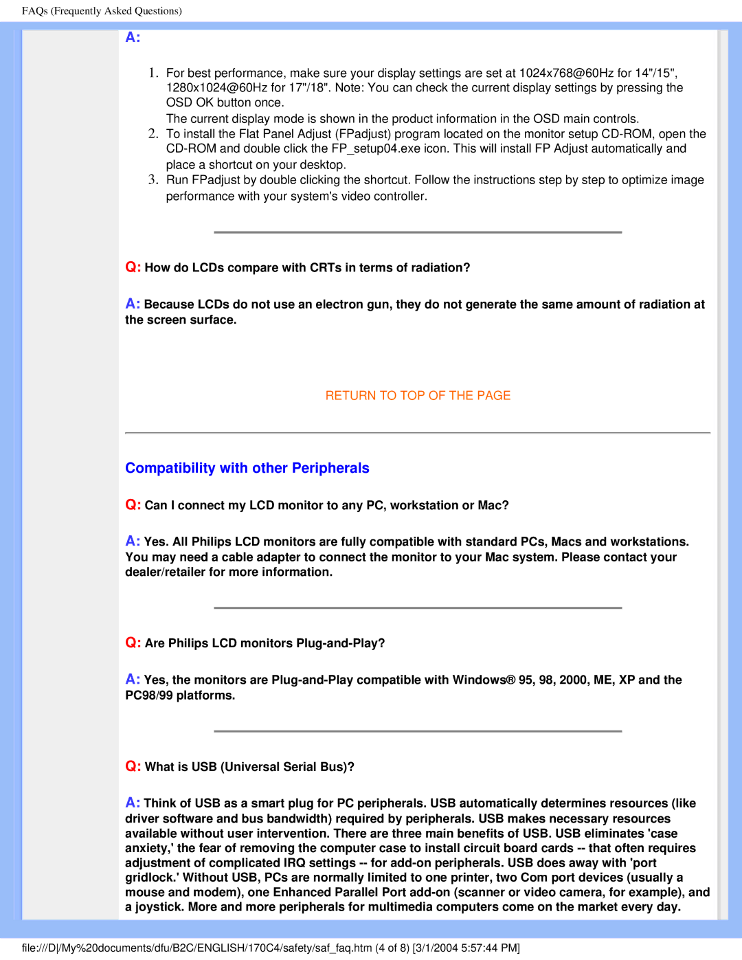 Philips 170C4 user manual Compatibility with other Peripherals 