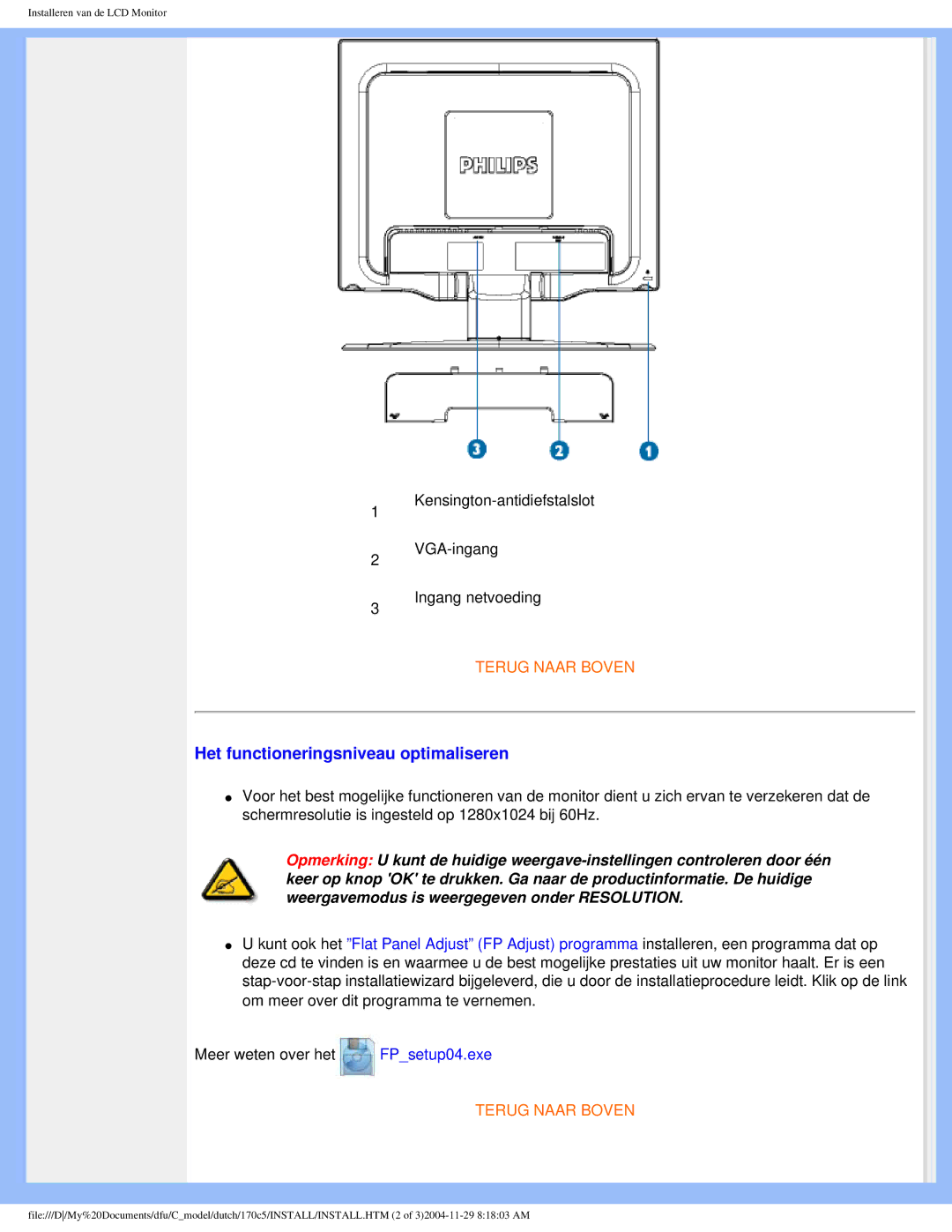 Philips 170C5 user manual Het functioneringsniveau optimaliseren 