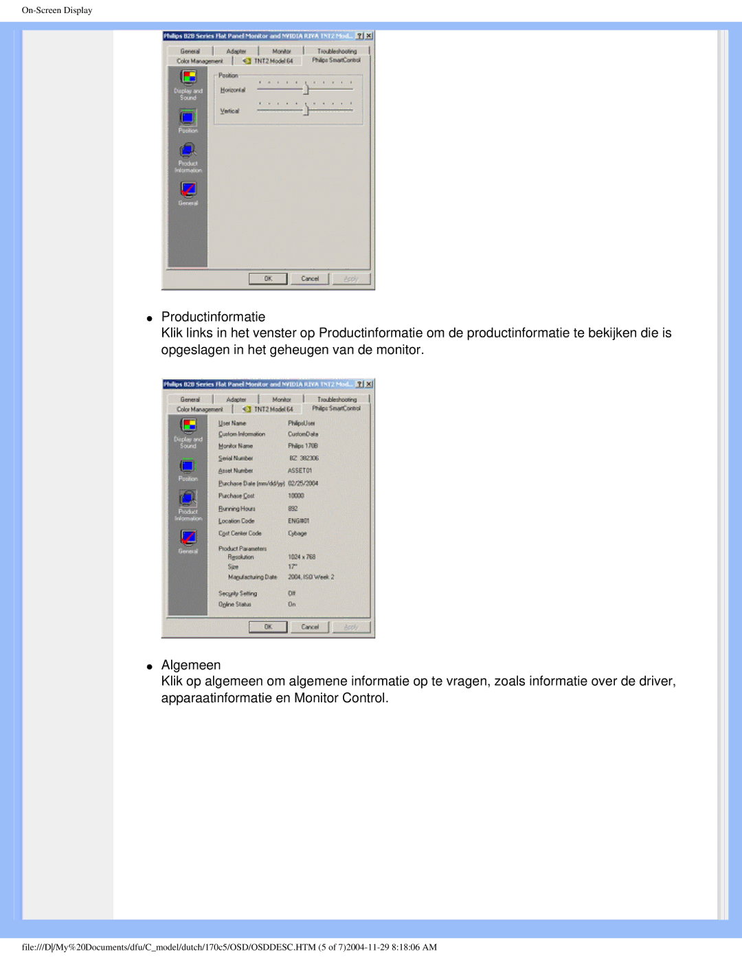 Philips 170C5 user manual On-Screen Display 