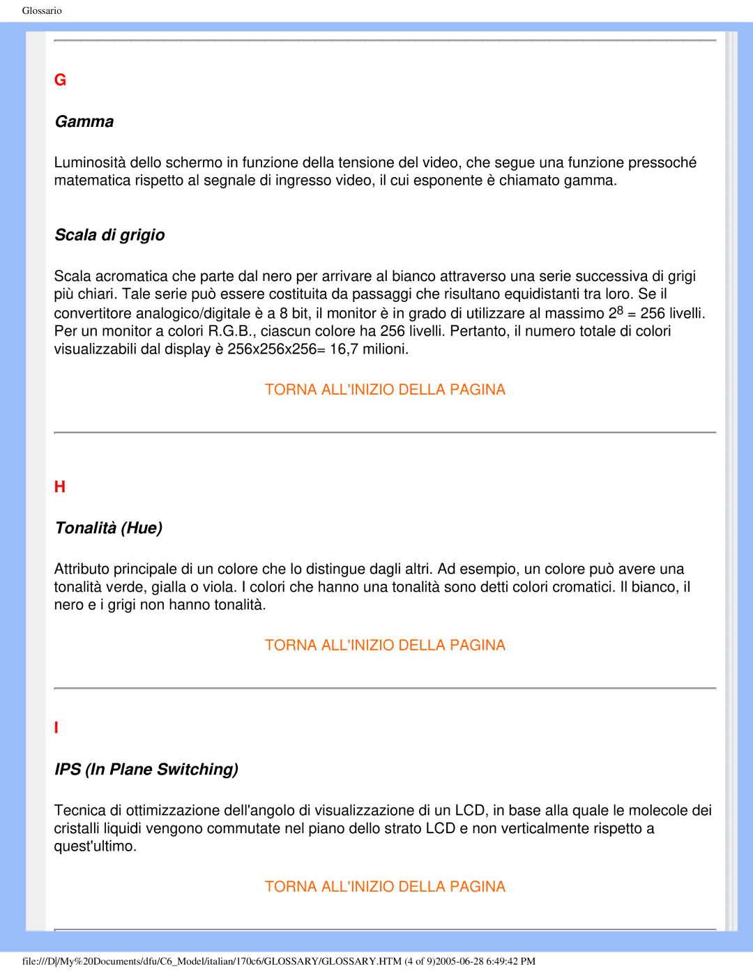 Philips 170C6 user manual Gamma 