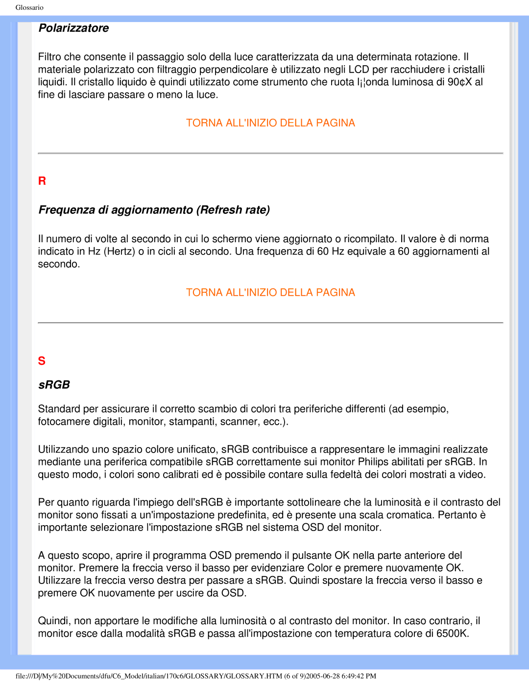 Philips 170C6 user manual Polarizzatore 