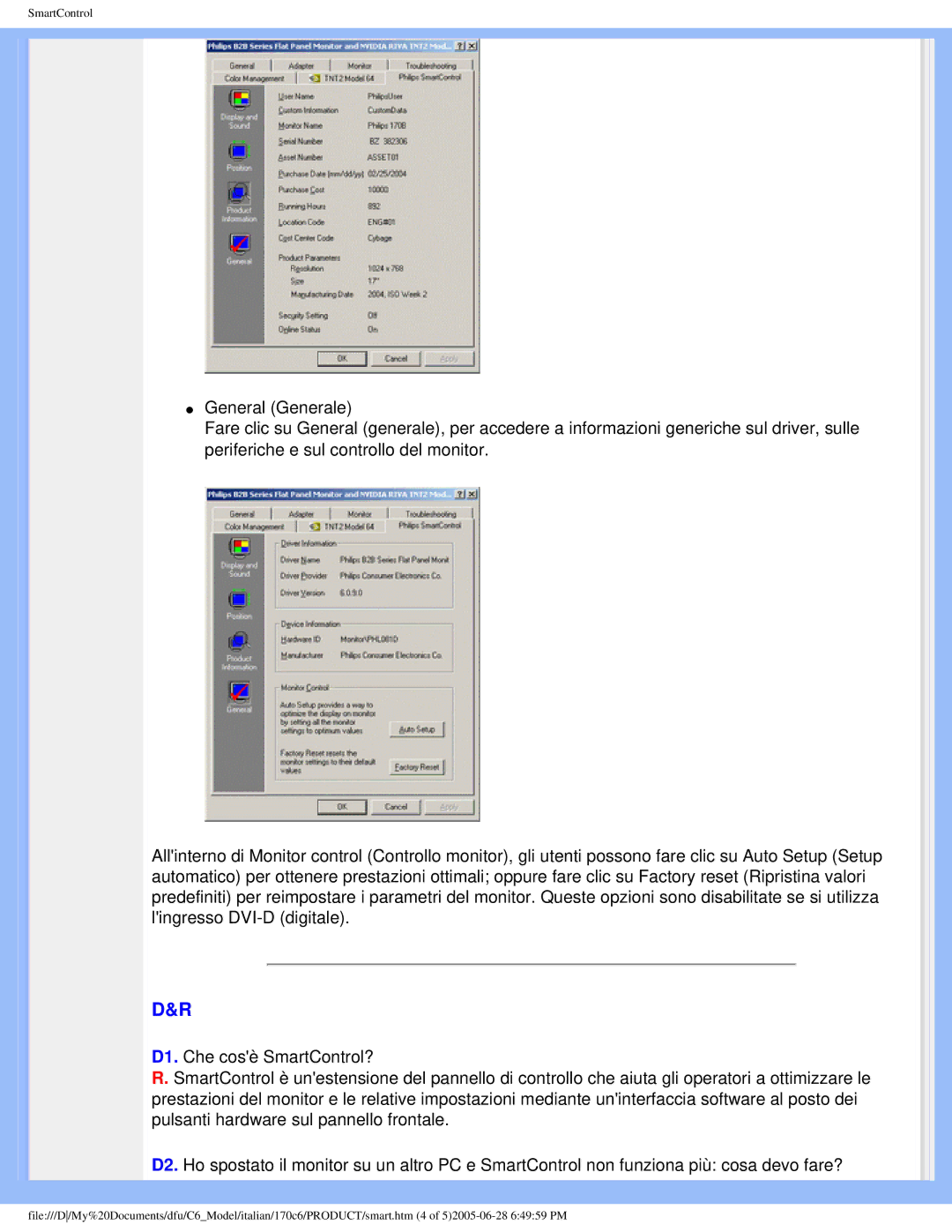 Philips 170C6 user manual SmartControl 