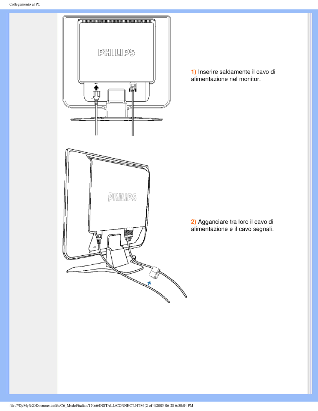 Philips 170C6 user manual Collegamento al PC 