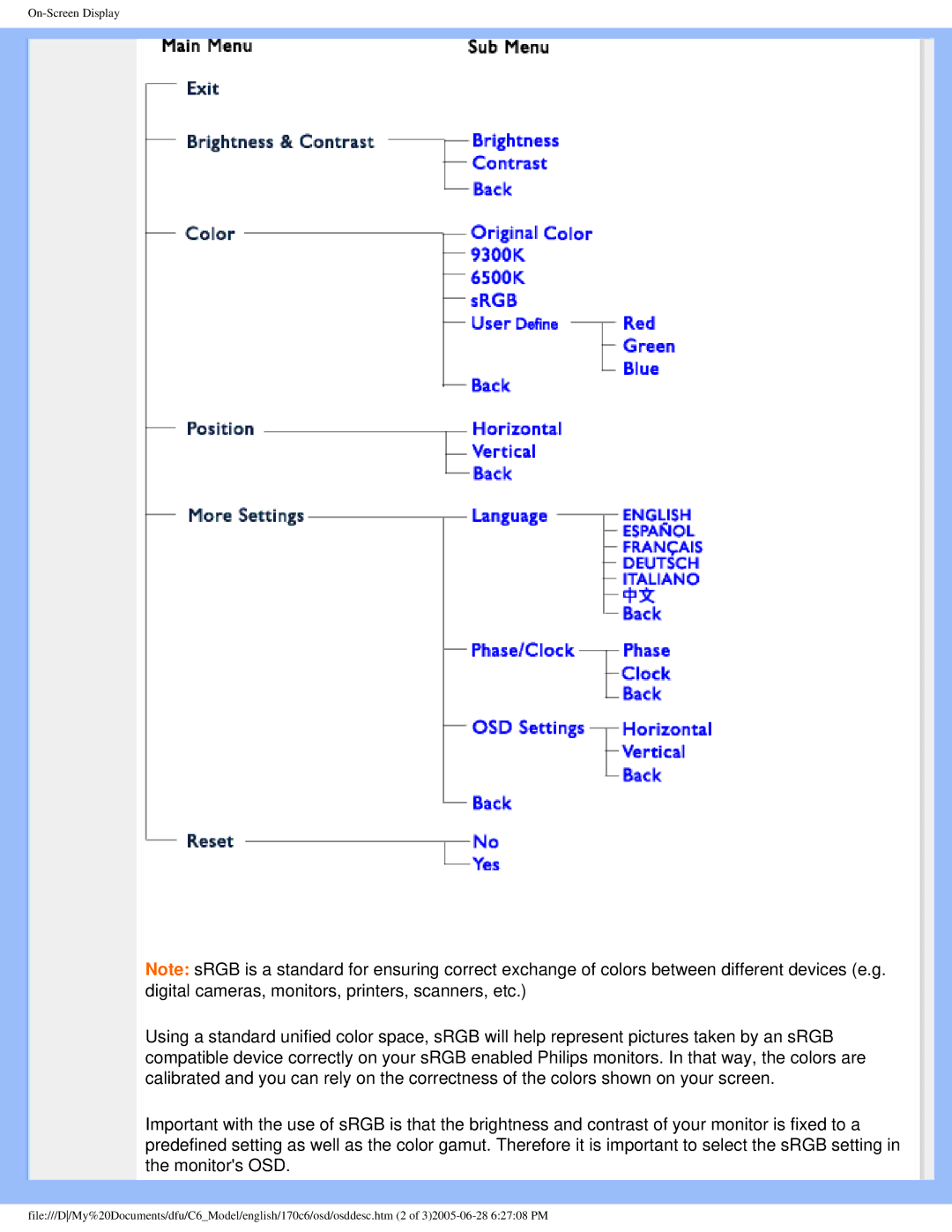 Philips 170C6 user manual On-Screen Display 