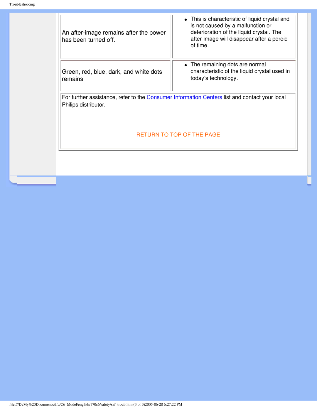 Philips 170C6 user manual Return to TOP 